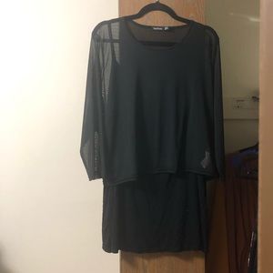 Black tank with sheer overlay